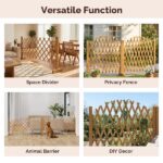 Set of 2 Retractable Arched Wooden Fences — 205 x 33.5 x 80 cm — Teak Finish (Stained) — Fir Wood Construction - Image 2