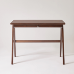100% Solid Rubber Wood Computer Desk, Retro Walnut Writing Desk with Drawer, Sturdy A-Frame Leg, 39.37"×21.65", 0.71" Standard Thick Home Office Study Table - Image 3