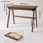 100% Solid Rubber Wood Computer Desk, Retro Walnut Writing Desk with Drawer, Sturdy A-Frame Leg, 39.37"×21.65", 0.71" Standard Thick Home Office Study Table - Image 5