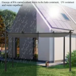 143.1" x 101.4" Retractable Canopy Metal Pergola, Heavy Duty Powder Coated Iron Frame Patio Pergola with Adjustable PA Coated Oxford Fabric Shade Canopy for Backyard Garden Lawn, Dark Gray - Image 9