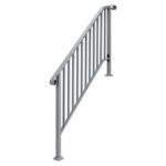 Handrails for Outdoor Steps, Iron Handrail Fits 4 Step, Transitional Handrail with Installation Kit, Silver - Image 3