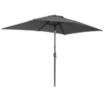10 x 6.5 FT Square Patio Umbrella, Tilting Outdoor Sun Shade Umbrella with 6 Iron Ribs & Iron Pole, Polyester Fabric Outdoor Market Umbrella Gray - Image 3