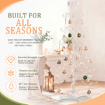 6ft White PVC Metal Artificial Christmas Tree with Bow Topper, No Extra Ornaments, Daily Decor Tree - Image 6