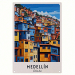 CIFbuy 1pc Retro Medellin Colombia Travel Metal Tin Sign, Vibrant Hillside Wall Art, Durable Decorative Iron Poster For Home Garden TikTok, TikTok, Art Self-pickup Logiopics - Image 8
