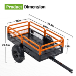 1500LBS Capacity 15 Cubic Feet Dump Cart Trailer, Heavy Duty Tow Behind Hauling & Dumping Wagon for ATV, UTV, Lawn Tractor and Garden Use - Image 5