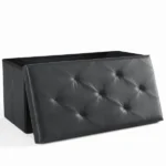 30 Inches Folding Ottoman with Storage Bench, Foot Rest Stool, End of Bed Storage Bench , Load 660 lbs, for Living Room, Synthetic Leather, Black (Shipment from Walmart)