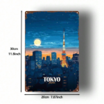 CIFbuy 1pc Tokyo Japan Cityscape Metal Sign, 8x12 Inch Rustic Iron Wall Art, Vintage Night Scene Decor For Home Bar Garage Cafe Club TikTok, TikTok, Self-pickup Logiopics - Image 2