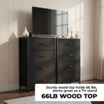 2/4-Drawer Dresser with Metal Frame & Wood Top, Fabric Storage Organizer, Black - Image 3