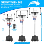 16" Portable Basketball Hoop Outdoor | 5.6ft ~7ft Stepless Adjustable Height Basketball Goal System for Driveway, Backyard, for All Ages,Basketball Goal System Indoor Outdoor for Kids Teens Adults - Image 7