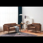 97*71*74cm 1.5 Seats Hot Stamping Cloth Surrounding Chair With Pillow Indoor Circle Chair Dark Brown - Image 10