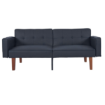 Modern PU Leather Futon Sofa with Tufted Backrest, Adjustable Reclining Couch with Wood & Metal Legs, Mid-Century Style Sofa for Living Room - Image 2