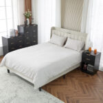 Black P2 Density Board Wavy Pattern Drawer Front 454070cm Two-Drawer Bedside Cabinet - Image 3