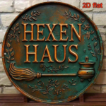 CIFbuy Vintage Witch's House 8x8 Inch Round Aluminum Sign, Gothic Halloween Wall Art, French Decorative Plaque For Living Room Home Dec TikTok, TikTok, Self-pickup Logiopics - Image 2