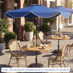 10 Ft Solar Powered Patio Umbrella with 24 LED Lights, Beige Outdoor Market Umbrella - Image 9