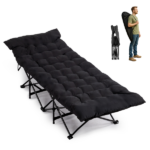 Same Code 17997929 Folding Camping Cot Bed with Soft Pad, Portable Outdoor Cot, Adults Sleeping Bed for Home Office Nap Beach Travel, Black