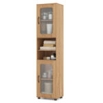 67" Tall Slim Bathroom Storage Cabinet with Fluted Doors, Adjustable Shelf Freestanding Narrow Organizer - Natural - Image 4