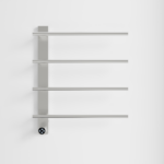 Brushed Nickel Heated Towel Rack for Bathroom,Wall Mounted with Intelligent Touch Screen Timer, 4-Bar Towel Warmer, 304 Stainless Steel Polished, Plug-in/Hard-Wired[Unable ship on weekends, TK/TEMU only for pickup, only TX10643 warehouse supports GOFO] - Image 5