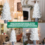 4 FT White Artificial Christmas Tree with Pot Stand, Potted Xmas Pine Tree with 200 Branch Tips for Holiday Party Office Home, White - Image 8