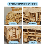 3D Wooden Puzzle Mechanical Train Model Kits Brain Teaser Puzzles Vehicle Building Kits Unique Gift on Birthday Christmas Day - Image 4