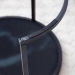 Set 2 Coffee Table Nesting Black top Black Frame Circular Round and Marble Pattern Wooden Tables, Living Room Bedroom Apartment Modern Industrial Simple Nightstand - Image 4