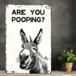 CIFbuy 2D Flat Funny Donkey Bathroom Metal Sign Humorous Restroom Wall Decor With Smiling Face Easy Installation (TikTok, temu pick-up service) - Image 2