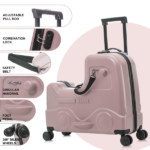 22 Inch Ride-on Suitcase for Kids & Teens, Toddler Travel Luggage with Seat, Spinner Wheels, Safety Belt, Stroller-Style Checked Luggage with Combination Lock&Telescoping Handle for Ages 5-18 - Image 5