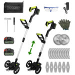 21V Electric Weed Edger Cordless String Trimmer Grass Mower Eater Bush Cutter with 16800RPM 2x 3000mAh Batteries 3.6-4.6FT Length 90° Rotatable Angle Saw Blade Steel Blade String Blade - Image 16