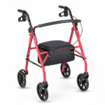 2-in-1 Rollator Walker with Seat (Red), 8-Inch Large Wheels & Versatile Braking System, Adjustable Height - Image 2