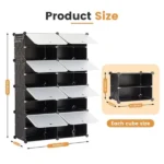 4-Tier Shoe Rack with Side Hooks, 32-Pair Capacity Sturdy Metal Frame Storage Organizer, White&Black Plastic Panel Shelf for Entryway, Bedroom&Dressing Room Black(Shipment from Walmart) - Image 2