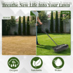 17-inch Lawn Aerator, Rolling Aerator Lawn Tool with T-shaped Handle, Heavy Duty Lawn Aerator Tool, Grass Aerator & Garden Tools for Aeration & Soil Health, Black - Image 8