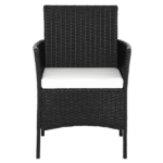 2pcs Arm Chairs 1pc Love Seat & Tempered Glass Coffee Table Rattan Sofa Set Black - Image 52