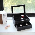 Watch Box 20 Mens Case Glass Top Display Organizer Lockable Black - Image 11