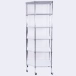 6-Layer Chrome Plated Polygonal Corner Shelf with 2" PP Wheels 680*680*1800 Silver - Image 7