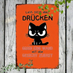 CIFbuy 1pc Funny Cat Metal Wall Art Retro Iron" Sign, German Humorous Quote Lass Dich Mal Drücken, 2D Flat Decor For Home Bedroom, 2D Flat Decor For Home Bedroom, 7.87x Retro Iron Sign,ikTok, Retro Iron Sign,ikTok, t Self-pickup Logiopics - Image 7