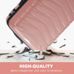 V-shaped stripes 3-in-1 PP trolley case 20in 24in 28in PP iron trolley fashionable color - rose gold (grain pattern) - Image 3