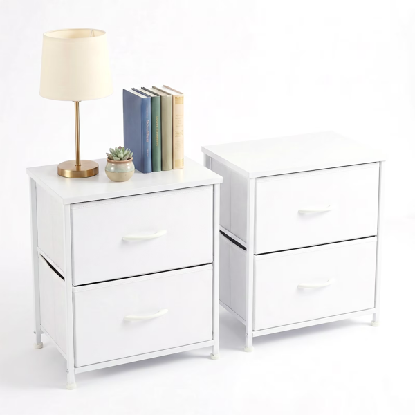 32e756aa-8558-411c-910d-da079c49d4ef.png 2-Pack 2/4-Drawer Dresser with Metal Frame & Wood Top, Fabric Storage Organizer,White - Image 1