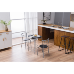 Same Code 67657426 PVC Breakfast Table (One Table and Two Chairs) Black - Image 23