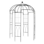 207*207*270cm Courtyard Wrought Iron Gazebo Iron Arch Black - Image 4