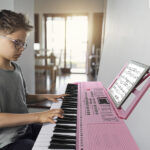 [Do Not Sell on Amazon]GEP-110 61 Key Lighting Keyboard with Piano Stand, Piano Bench, Built In Speakers, Headphone, Microphone, Music Rest, LED Screen, 3 Teaching Modes for Beginners - Image 11