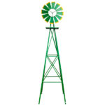 8FT Weather Resistant Yard Garden Windmill Green - Image 5