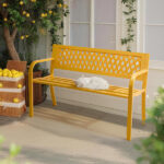 47in PVC Mesh Backrest Iron Bench Yellow - Image 6