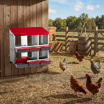 Chicken Nesting Box, 6 Compartment Nesting Box for Laying Eggs, Wall Mount Chicken Brooder Box with Perch, Easy Egg Collection, Cleanable Pull Out Hen Roosting Boxes, 6 Holes, Red - Image 9