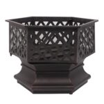 22" Hexagonal Shaped Iron Brazier Wood Burning Fire Pit Decoration for Backyard Poolside - Image 34