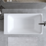 51'' Solid Surface Matte Tub, Freestanding Solid Surface Resin Stone Bathtub, Solid Surface Matte White Soaking Tub,Free Standing Tub with Overflow and Pop-up Drain, Matte White - Image 4