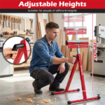 2-Pack Heavy Duty Metal Folding Roller Stand with Edge Guides Portable Woodworking Support - Red - Image 9
