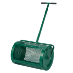 Compost Spreader with Adjustable Handle, 24" Wide, Lawn and Garden Peat Moss Roller with Side Latches, Powder Coated Steel Mesh Basket for Spreading Manure, Topsoil, Green - Image 5