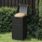 33 Gallon Outdoor Trash Can, Layered Lid with Drip Tray, Waterproof Garbage Bin for Patio, Deck, Backyard, Black - Image 6