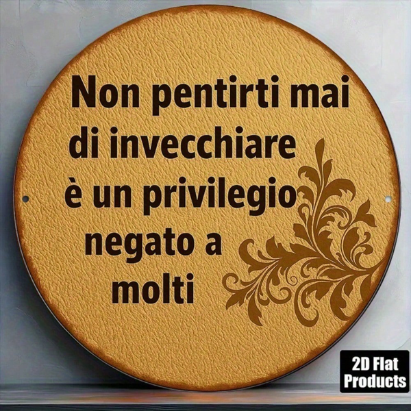 33587342-f6a5-4f56-9d99-4037eab8e50f.png CIFbuy 1pc Vintage Italian Phrase "Don't Regret Tomorrow" Round Aluminum Wall Plaque, 8-Inch Dark Brown Border Sign, Italian Language D TikTok, TikTok, Self-pickup Logiopics - Image 1