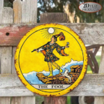 CIFbuy 1pc 8x8in The Fool Tarot Card 2D Flat Round Sign, "" Tarot Card 2D Flat Round Sign, 2D Flat Round Sign, Vintage Divination Prediction Plaque TikTok, TikTo Self-pickup Logiaqics - Image 6