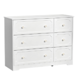 Left 3 Large Drawers + Right 3 Small Drawers MDF Painted Drawer Cabinet 42.52*15.75*32.28in White - Image 3